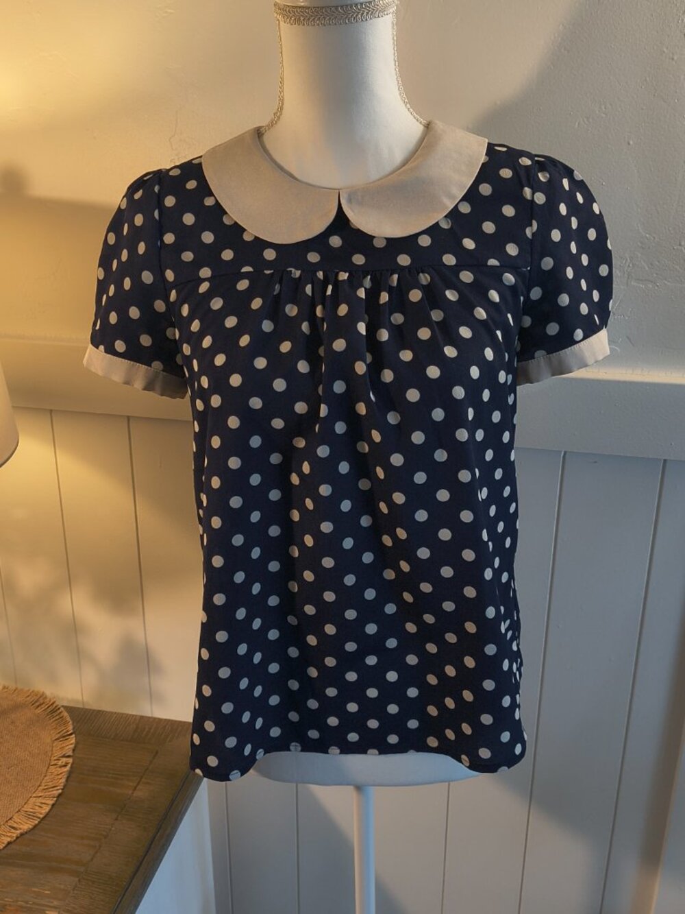Monteau Retro Polka Dot Shirt | 1950s-Inspired | Size Medium Runs Small